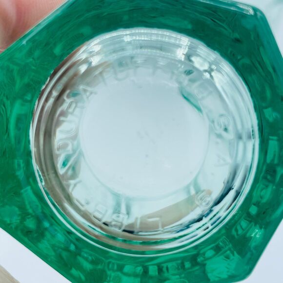 PAir of Green Glass LIBBEY 4.6" Heptagon Base Juice Glasses - Picture 7 of 8